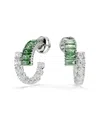 Swarovski Matrix Rhodium Plated Hoop Earrings In Green