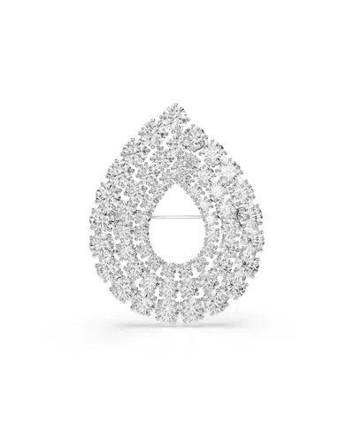 SWAROVSKI MATRIX RHODIUM PLATED WHITE BROOCH