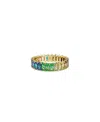 SWAROVSKI MULTICOLORED BAGUETTE CUT GOLD-TONE PLATED MATRIX RING