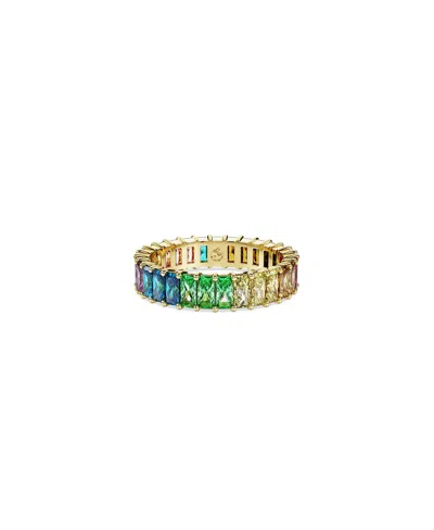 Swarovski Multicolored Baguette Cut Gold-tone Plated Matrix Ring