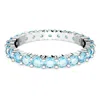 Swarovski Rhodium Plated Round Cut Matrix Ring In Blue