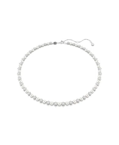 SWAROVSKI MATRIX ROUND CUT WHITE RHODIUM PLATED TENNIS NECKLACE