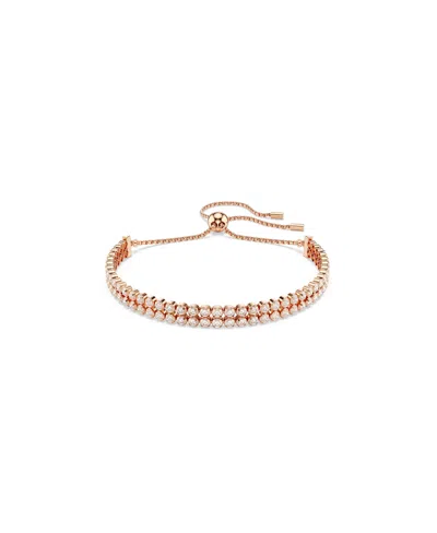 Swarovski Matrix Round Cut White Rose Gold-tone Plated Tennis Bracelet