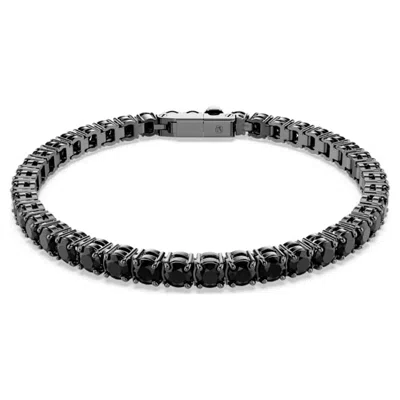 Swarovski Matrix Ruthenium Plated Tennis Bracelet In Black