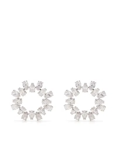 Swarovski Millenia Crystal Halo Stud Earrings In Silver