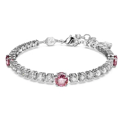 Swarovski Rhodium-plated Mixed Crystal Tennis Bracelet In Multicolor