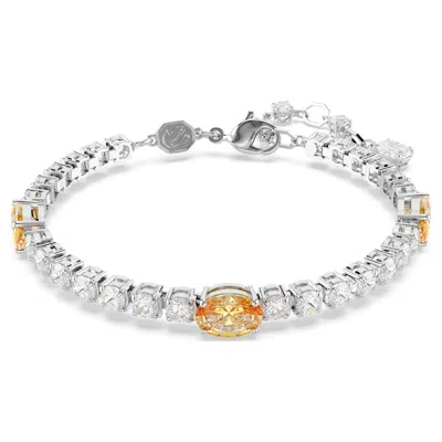 Swarovski Women's Matrix Mixed-cut Crystal Tennis Bracelet In White Gold