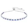 Swarovski Matrix Rhodium Plated Crystal Tennis Bracelet In Blue