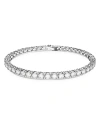 Swarovski Crystal Round Cut Matrix Tennis Bracelet In Silver
