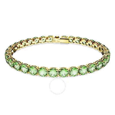 Swarovski Matrix Tennis Bracelet M Gold Shiny Green In Silver Tone