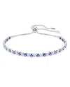 Swarovski Matrix Rhodium Plated Crystal Tennis Bracelet In Blue