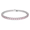 Swarovski Matrix Pink Crystal Small Tennis Bracelet In Rhodium Plated In Pink