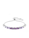 Swarovski Matrix Baguette Cut Purple Rhodium Plated Bracelet In Purple