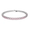 Swarovski Matrix Tennis Bracelet With Purplish Pink Crystals In Silver