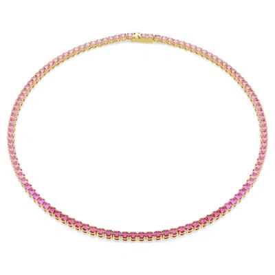 Swarovski Matrix Tennis Crystal Necklace In Pink
