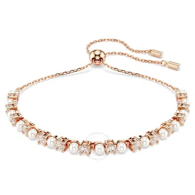 Swarovski Matrix Tennis Crystal Pearl Bracelet In White