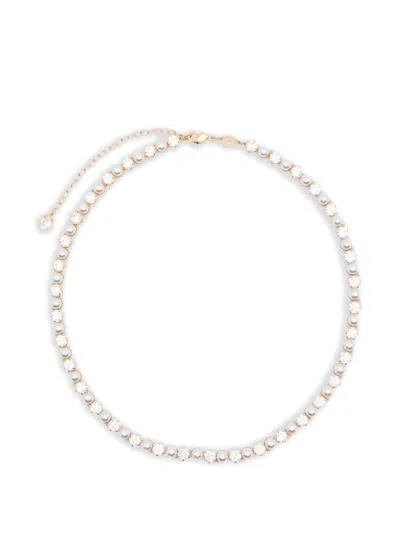 Swarovski Matrix Tennis Crystal-pearl Necklace In Silver