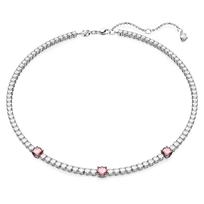 Swarovski Matrix Tennis Necklace In Pink