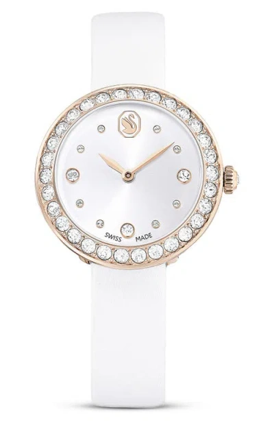 Swarovski Matrix Tennis Leather Strap Watch, 30mm