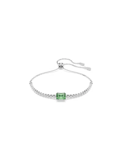SWAROVSKI MATRIX TENNIS MIXED CUTS, GREEN, RHODIUM PLATED BRACELET