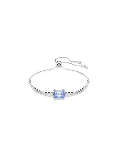 Swarovski Womens Matrix Tennis Rhodium-plated And Zirconia Bracelet Blue