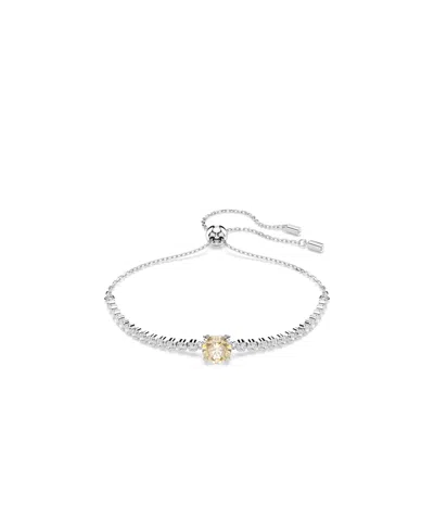 SWAROVSKI MATRIX TENNIS MIXED CUTS, GREEN, RHODIUM PLATED BRACELET