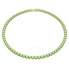 Swarovski Matrix Tennis Necklace M Gold Shiny Green In Silver Tone