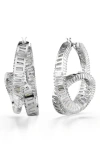 Swarovski Matrix Rhodium Plated Hoop Earrings In White