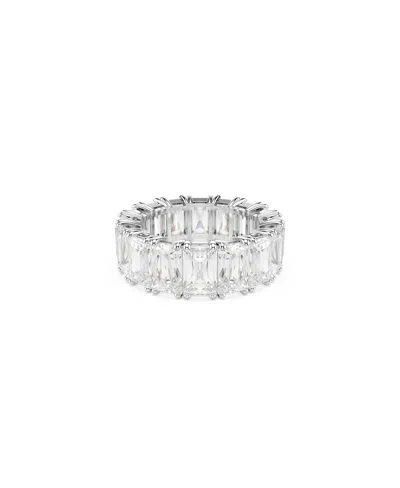 Swarovski Matrix Vittore Rhodium Plated Baguette Cut Ring In Clear,silver