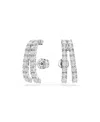 Swarovski Matrix White, Rhodium Plated Round Cut Cuff Earrings In Clear,silver