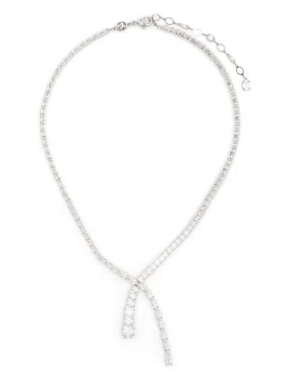 Swarovski Matrix Mixed Cut Crystal Lariat Necklace In Rhodium Plated, 14.87-16.87 In White