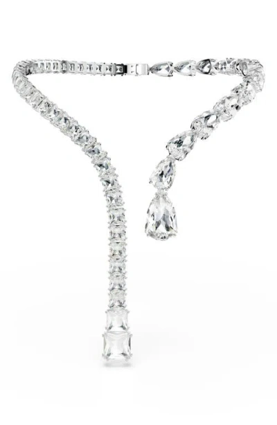 Swarovski Matrix Necklace Open Rhodium Shiny Crystal In Metallic