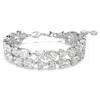 Swarovski Rhodium-plated Mixed Crystal Double-row Flex Bracelet In White