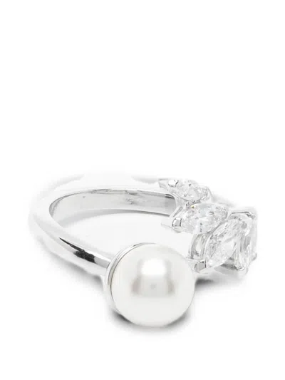 Swarovski Mesmera Crystal Pearl Ring In Silver