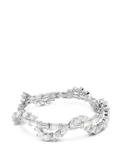 Swarovski Mesmera Crystal-embellished Leaf-motif Bracelets In Silver