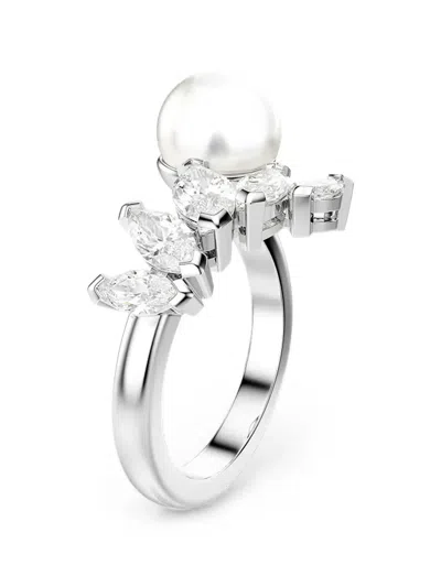Swarovski Mesmera Crystal-embellished Pearl Ring In Transparent