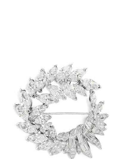 Swarovski Mesmera Crystal-embellished Wreath Brooch In Silver