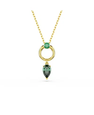 Swarovski Mesmera Gold-tone Plated Pendant Necklace In Green
