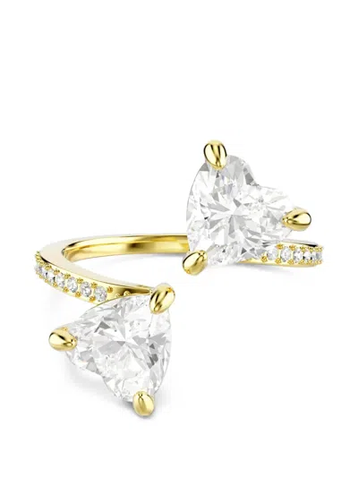 Swarovski Mesmera Heart-cut Crystal Open Ring In Gold