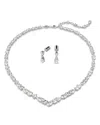 Swarovski Mesmera Mixed Cut Collar Necklace & Drop Earrings Set In Rhodium Plated In Silver