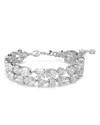 Swarovski Rhodium-plated Mixed Crystal Double-row Flex Bracelet In Silver