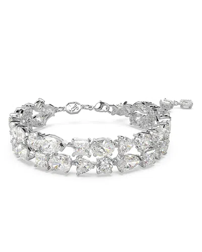 SWAROVSKI MESMERA MIXED CUT DOUBLE ROW BRACELET IN RHODIUM PLATED