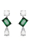 Swarovski Mesmera Mixed Cut Drop Earrings In Green