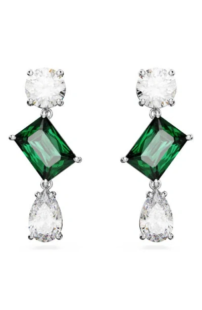 Swarovski Mesmera Mixed Cut Drop Earrings In Green