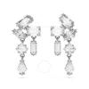 Swarovski Mesmera Mixed Cut Cluster Drop Earrings In Rhodium Plated