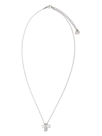 Swarovski Crystal Pendant Necklace Adjustable Chain Length In Silver