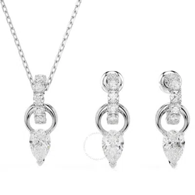 Swarovski Mesmera Pear Cut Earring And Necklace Set In White