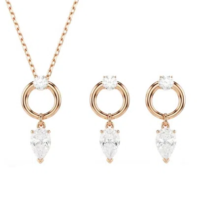 Swarovski Mesmera Pear Cut Necklace And Earrings Set In White