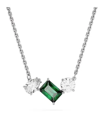 Swarovski Mesmera Pendant Mixed Cuts Green Rhodium Plated In Metallic