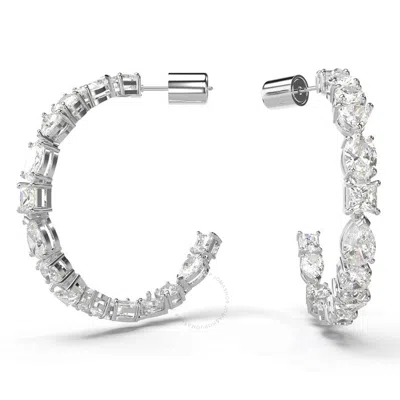 Swarovski Mesmera Pierced Earrings Hoop Rhodium Shiny White